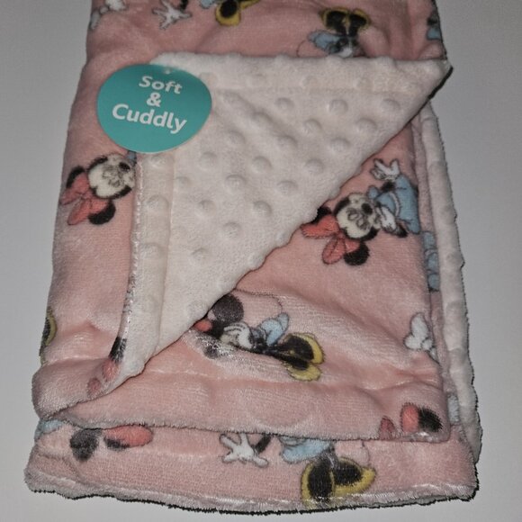 NEW Disney Baby Minnie Mouse Baby Blanket Bows Pink Fleece Minky Dot SUPER SOFT - Picture 3 of 5